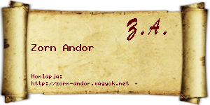 Zorn Andor névjegykártya